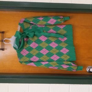 New York & Company size Large, Argyle Bow-Neck Cold-Shoulder Sweater
